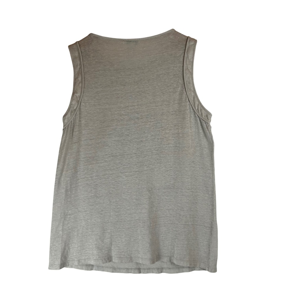 Sundance Womens XS Linen Embroidered Medallion Ruffle Tank Top Oatmeal Gray - Picture 2 of 8
